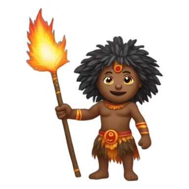  aboriginal sorcerer with a fire staff in his hand real sticker