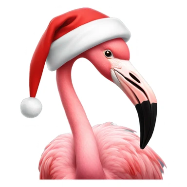 Flamingo wearing a Santa hat sticker