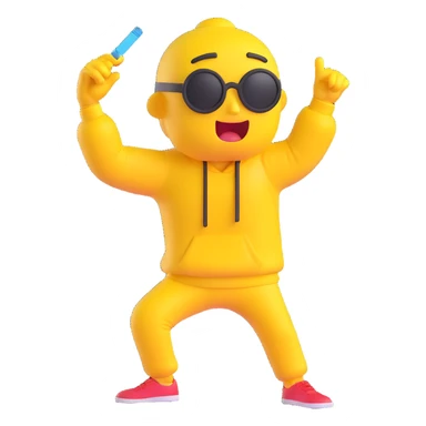 yellow face dabbing, playful sticker