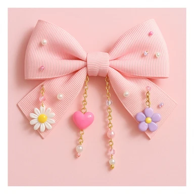 kpop bow with tiny charms and beads, cute and trendy sticker