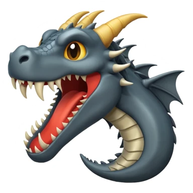 iOS style emoji, minimal dragon fang, dark fantasy object sticker