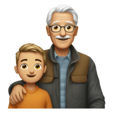 A grandfather with his boy sticker
