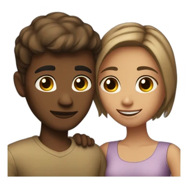 Dark blonde Boyfriend and short brown hair girlfriend hugging sticker