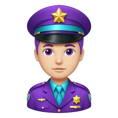 glitter purple and cian pin officer sticker