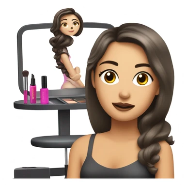 Makeup kit In makeup chair and white brunette girl sticker