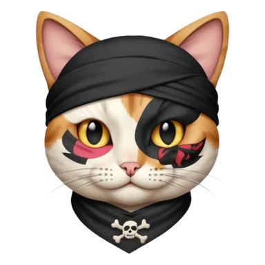 pirate cat with one eye closed with band sticker