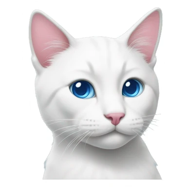 white cat with pink nose and blue eyes sticker