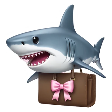 shark with baby pink bow and bag sticker