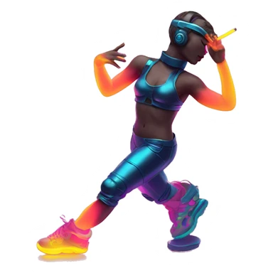 Rave party dancing prosthetic limb neon smoking sticker