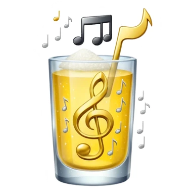 salt in the glass, sparkle icon(yellow), and music note in a row sticker