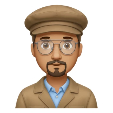 Male flat cap wire rim glasses goatee sticker
