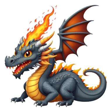 a dark gray dragon with 3 heads that breathes fire sticker