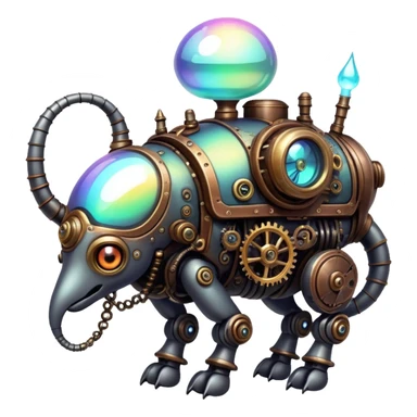 steampunky complex iridescent aesthetic-scenery-Fakémon-creature sticker