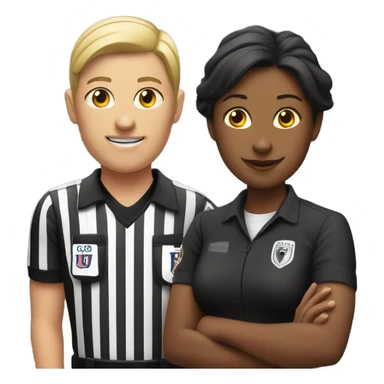 Women football referee with football player  sticker