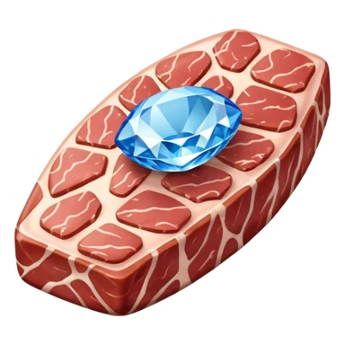 Meat with diamond textur and blue color sticker