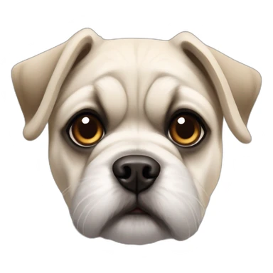 A pug cross bred with a schnauzer with fully white furr and brown eyes sticker