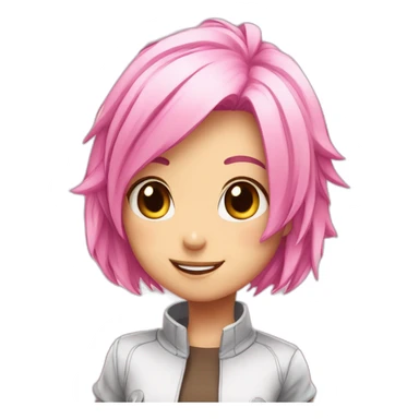 cute-bot-pink-hair-anime-happy sticker