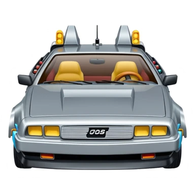 Back to the Future car, no face, emoji style sticker