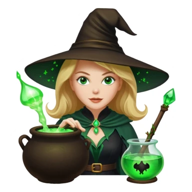 Nicole Kidman making green glowing potion in witch costume sticker