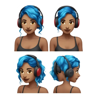 Latina with headphones blue and red split dye hair sticker