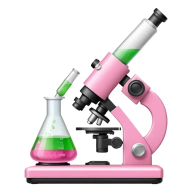 laboratorios, tubo de ensayo y microscopio todo en una imagen, que sean colores rosas, blancos, verde y beish sticker