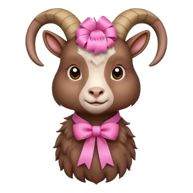 brown goat with pink ribbon pookie sticker