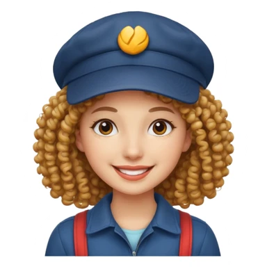 curly haired ,woman with cap sticker
