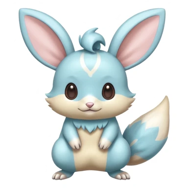 Kawaii Shiny Colorful Pastel Minty Blue Minccino-Furret-Emolga-Eevee-fusion Full Body sticker