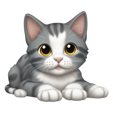 Grey Diluted calico kitten laying down sticker
