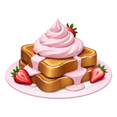French toast with strawberries and pink whipped cream sticker