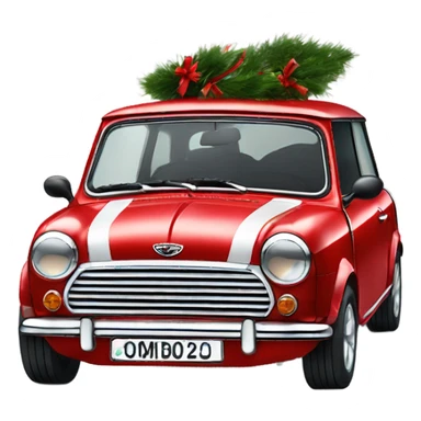 red mini cooper clubman decorated for xmas sticker