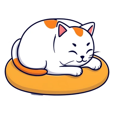 cozy cat sleeping on a soft cushion sticker