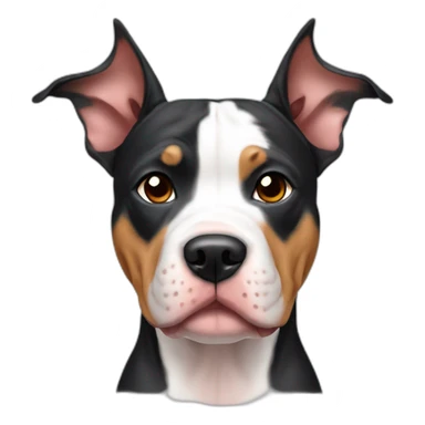 tri color pitbull dog cropped ears sticker