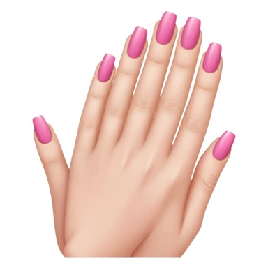  pink close-up of a hand with beautifully manicured nails, glossy pink nail polish, elegant nail shape, soft lighting and shadows, realistic style, sticker