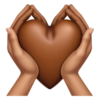 A heart made of hands inside a brown heart sticker