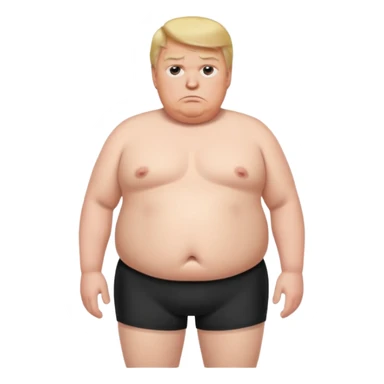 a shirtless fat man with black shorts and looks like donald trump sticker