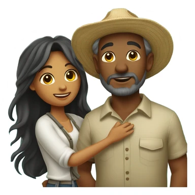 Latina island girl with white fisherman husband in love on an island  sticker