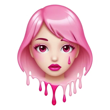 pink ombre glossy lips dripping white paint sticker