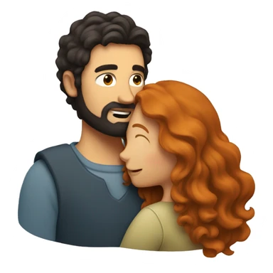 Man with dark hair and beard hugging a woman with long ginger wavy hair sticker
