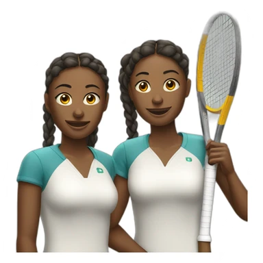 two women play tennis sticker