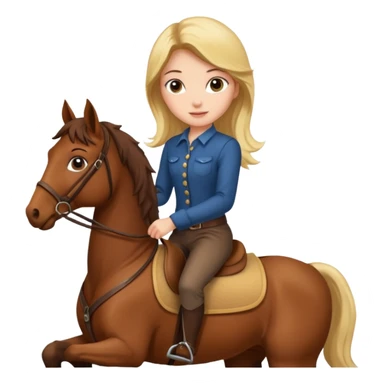 girl riding a brown horse sticker
