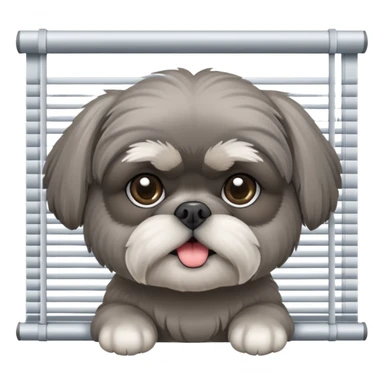 cute all grey shih tzu peeking through window blinds sticker