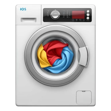 
washing machine mid-cycle with clothes tumbling inside sticker
