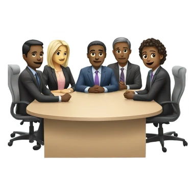 5 people business meeting sitting at a table sticker