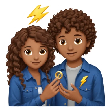 a 15 year old girl with brown curly hair but she has lightnings in it with a brown haired boy who gave her a promise ring sticker