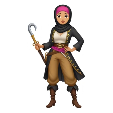 Hijabi woman with a pirate hook leg sticker