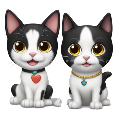 A tuxedo cat and a small white dog sticker