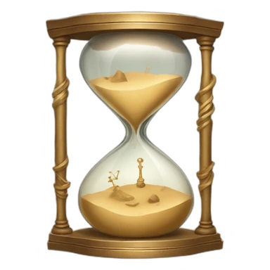 A broken but still ticking sand clock with ancient design and shining glass sticker