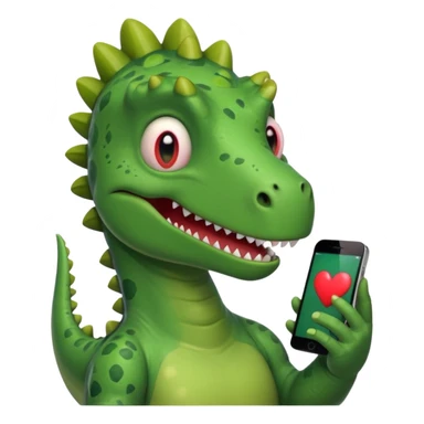 Dinosaur with Iphone looking in with heart eyes sticker