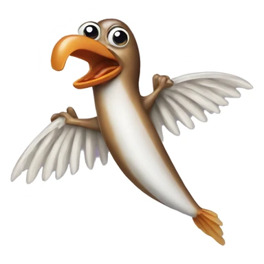 flying anchovy eating a chicken wing sticker